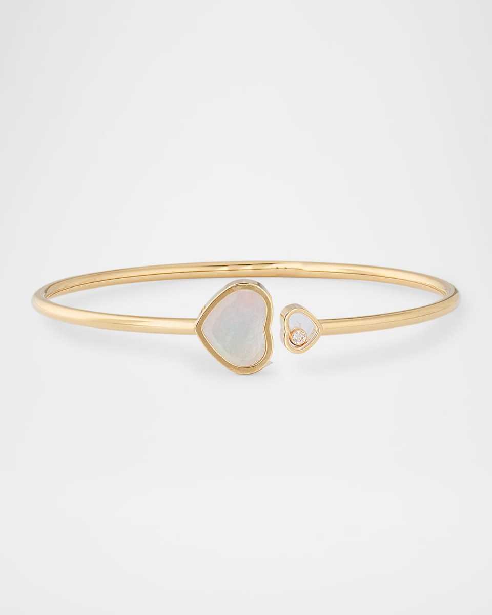 Happy Hearts 18K Yellow Gold Mother of Pearl Bangle